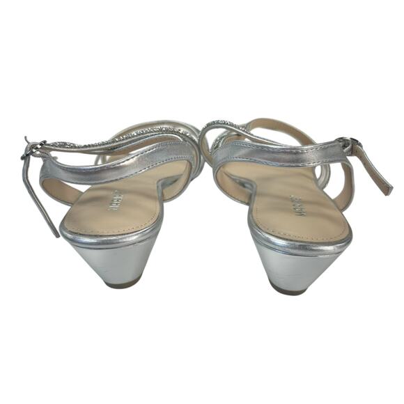 Maripe Silver Rhinestone Strappy Jane Open Toe Wedge Dress Sandals Womens 8.5 - Picture 4 of 7